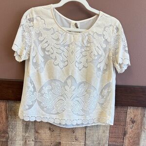 Francesca's Collections Cream Lace Blouse